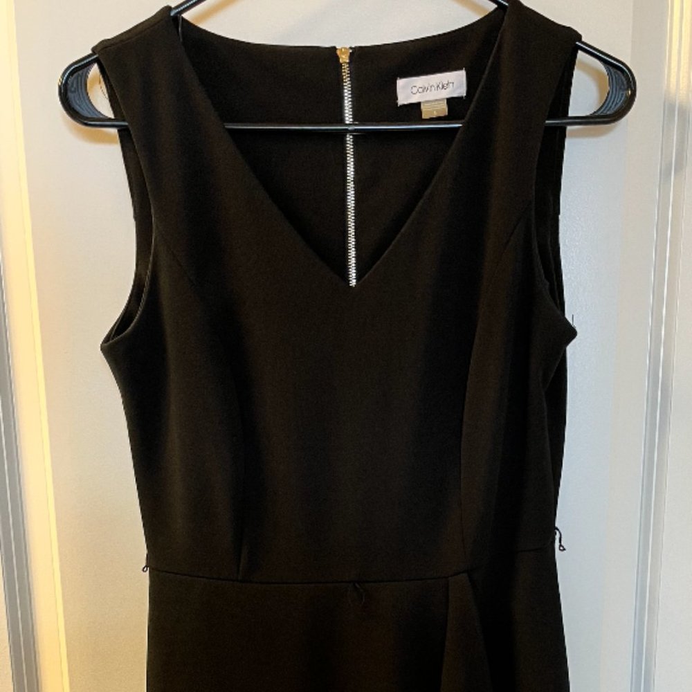 Black Calvin Klein V Neck Sleeveless Dress